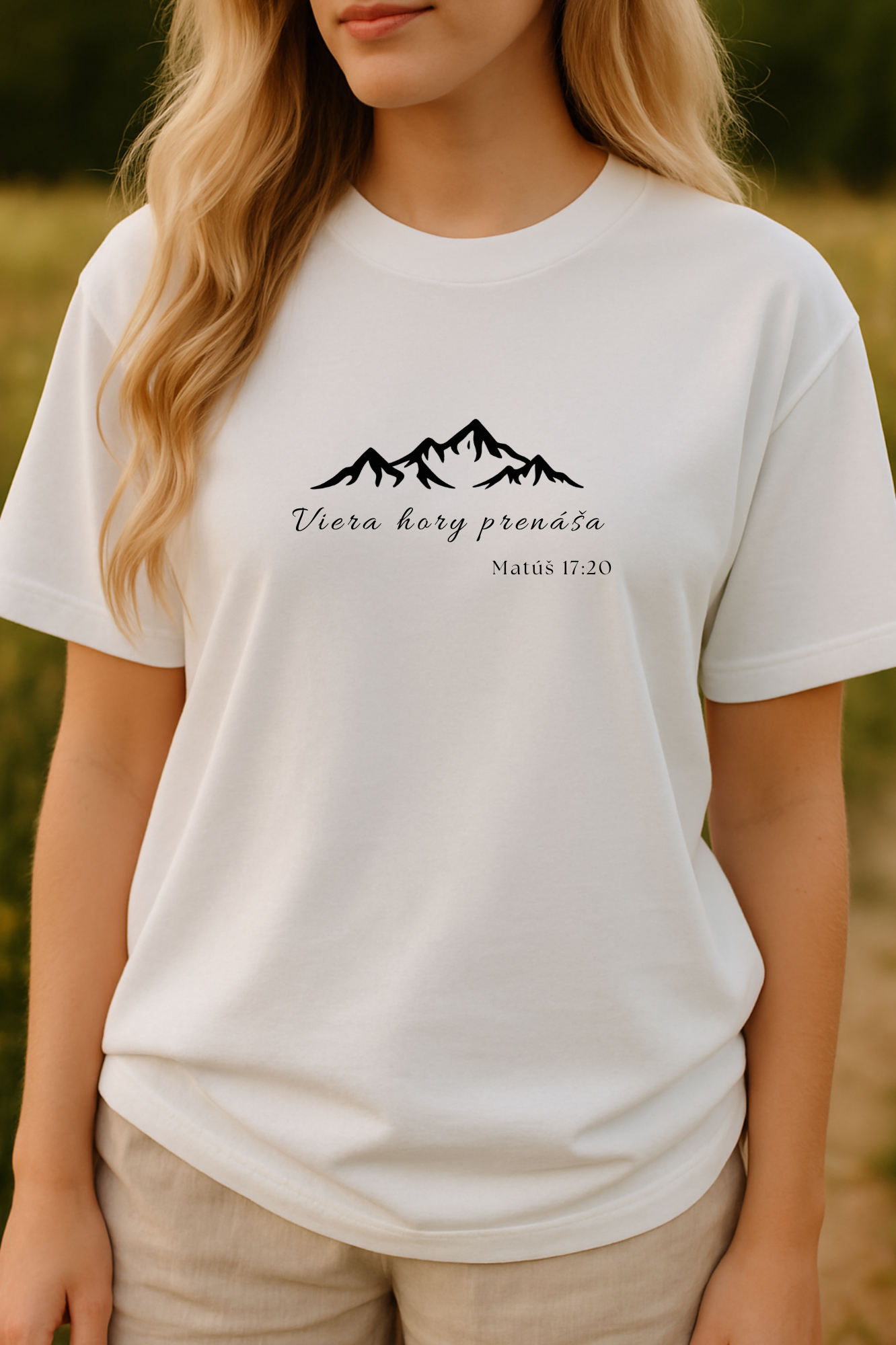 Kresťanské tričko - Matuš 17:20 Viera hory prenáša
