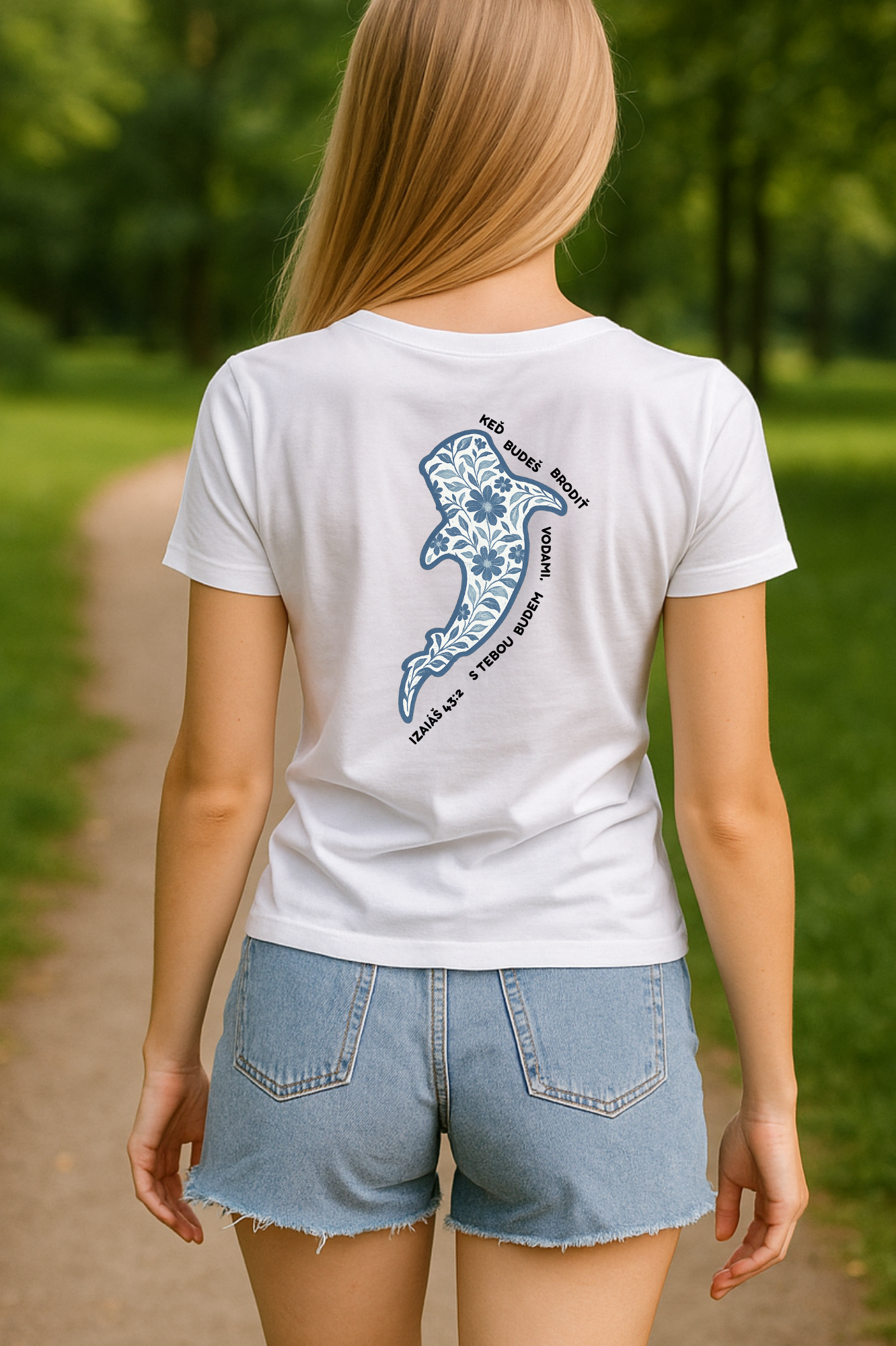 Kresťanské tričko - Iz 43:2 Keď budeš brodiť vodami, budem s Tebou