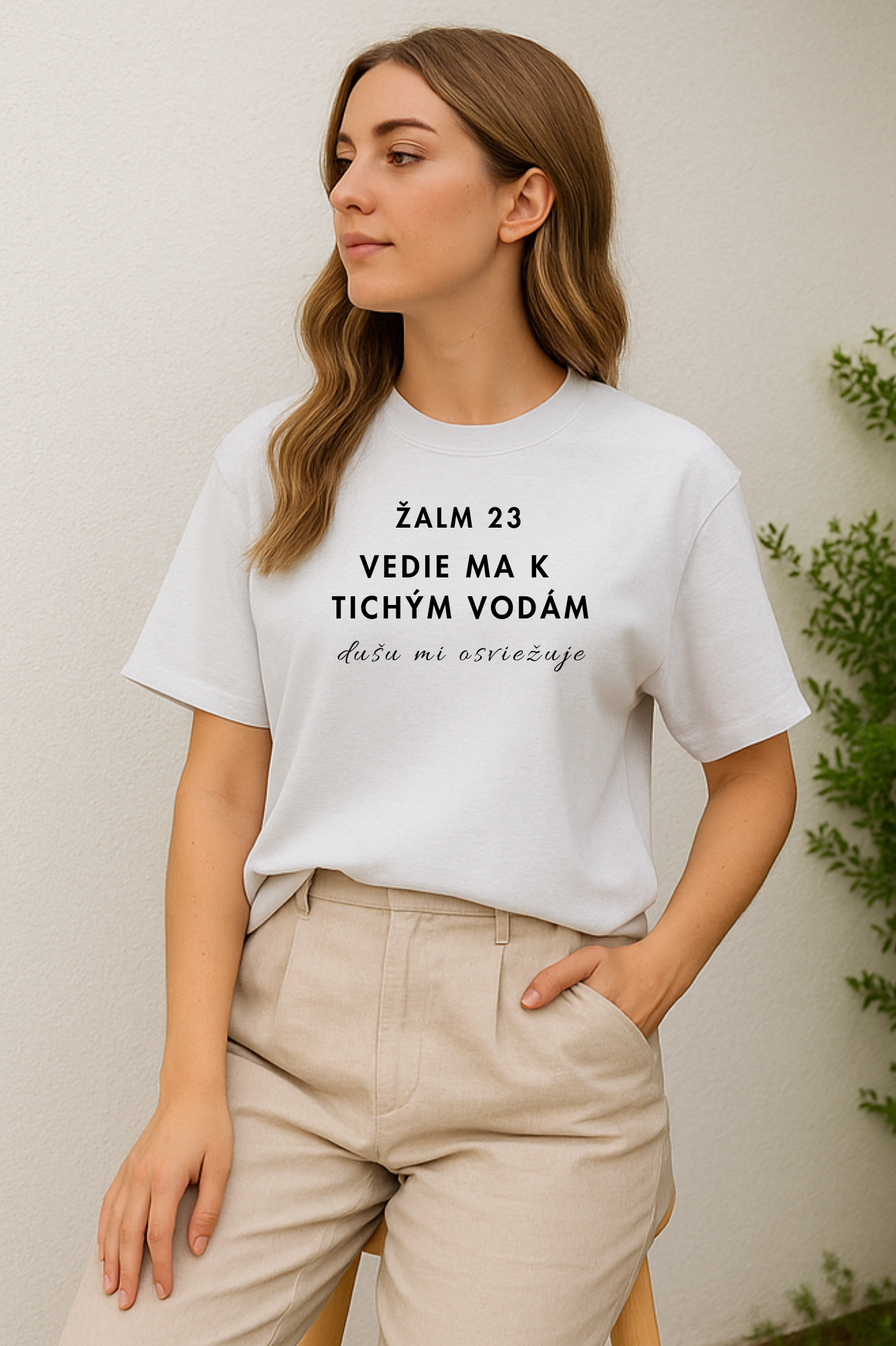 Kresťanské tričko - Žalm 23 - Vedie ma k tichým vodám, dušu mi osviežuje