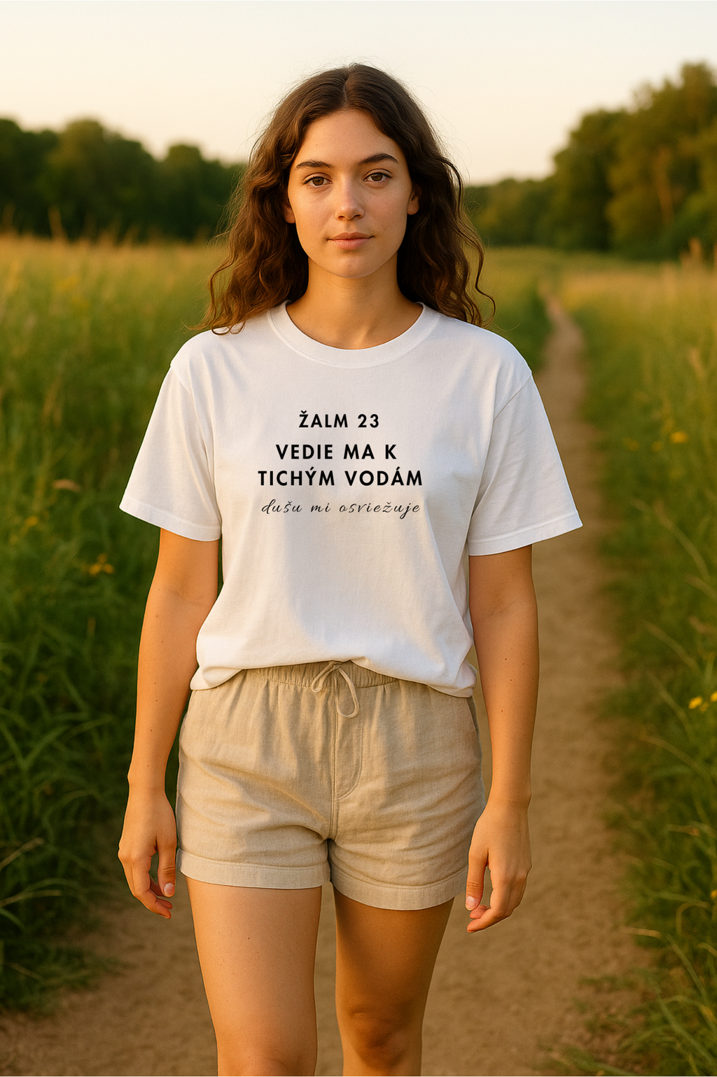 Kresťanské tričko - Žalm 23 - Vedie ma k tichým vodám, dušu mi osviežuje